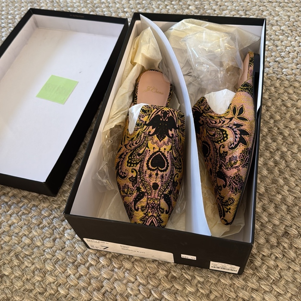 Marigold and black slides by JCrew